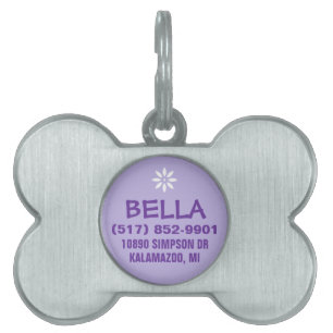 Placa Para Mascotas Etiqueta de identificación de perro - Púrpura para