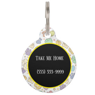Placa Para Mascotas Etiqueta de identificación de perro redondeado - C