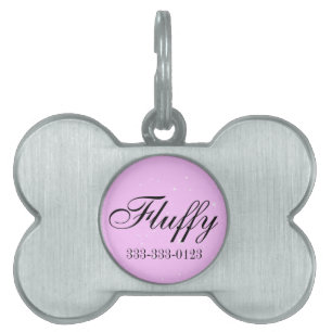 Placa Para Mascotas Etiqueta de identificación de perro rosado