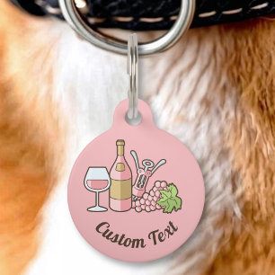 Placa Para Mascotas Etiqueta de identificación de vino rosado