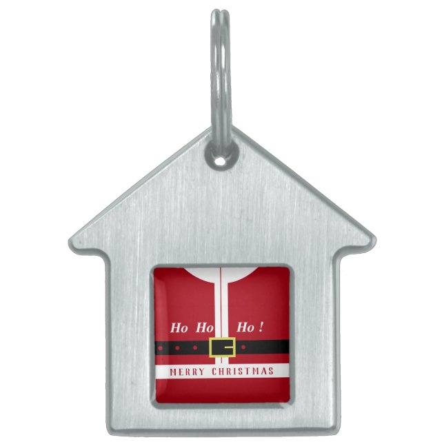 Placa Para Mascotas Etiqueta de identificación divertida de Santa para (Frente)