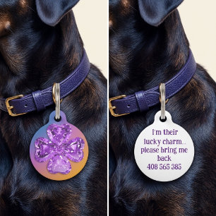 Placa Para Mascotas Etiqueta de identificación para mascota de trébol 