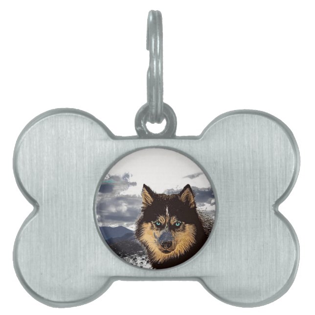 Placa Para Mascotas Etiqueta de identificación para mascotas Husky Sib (Frente)
