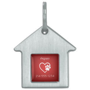 Placa Para Mascotas Etiqueta de identificación personalizada roja para