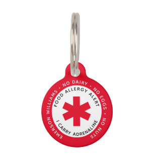 Placa Para Mascotas Etiqueta de la bolsa de la alerta de alergia a los
