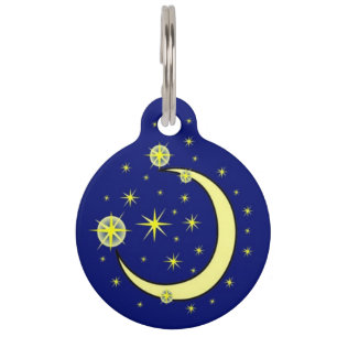 Placa Para Mascotas Etiqueta de la identificación de la luna y del