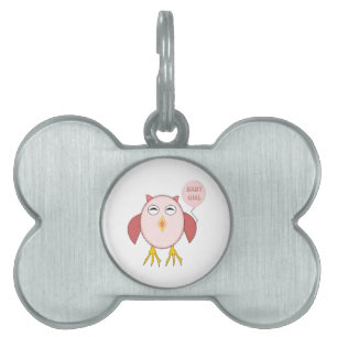 Placa Para Mascotas Etiqueta de la mascota de la niña pequeña rosa