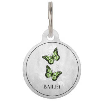 Placa Para Mascotas Etiqueta de mascarilla verde redonda floral