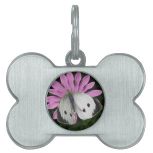 Placa Para Mascotas Etiqueta de mascarilla y flor rosa
