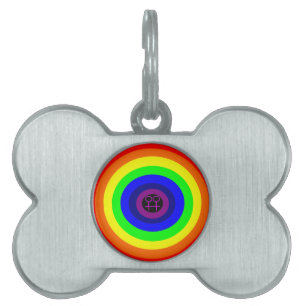 Placa Para Mascotas Etiqueta de mascota arcoiris redonda de lesbianas