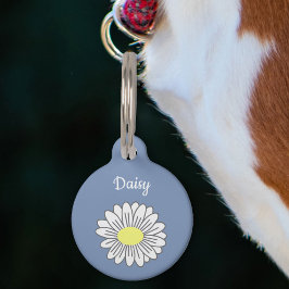 Placa Para Mascotas Etiqueta de mascota azul de la flor de margarita b