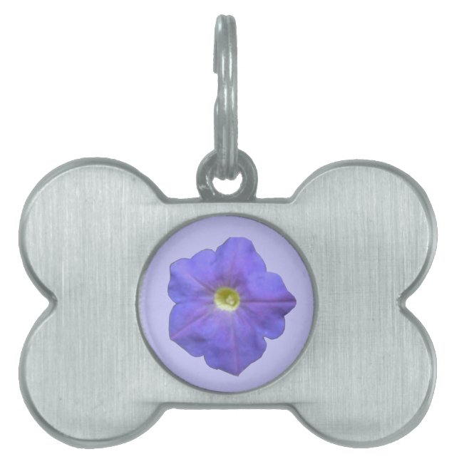 Placa Para Mascotas Etiqueta de mascota azul de Petunia (Frente)