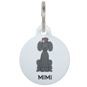 Placa Para Mascotas Etiqueta de Mascota Caniche Oscuro