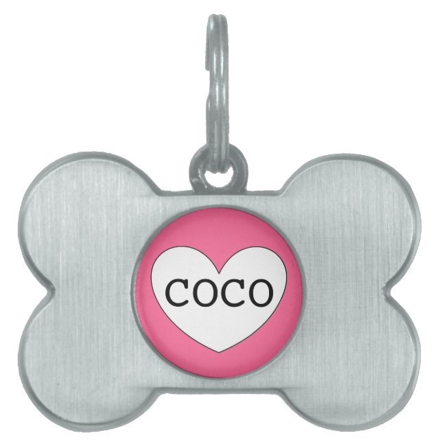 Placa Para Mascotas ❤️ etiqueta de mascota COCO por dalDesignNZ (Frente)