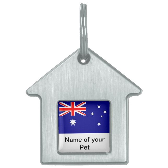 Placa Para Mascotas Etiqueta de mascota con bandera de Australia (Frente)