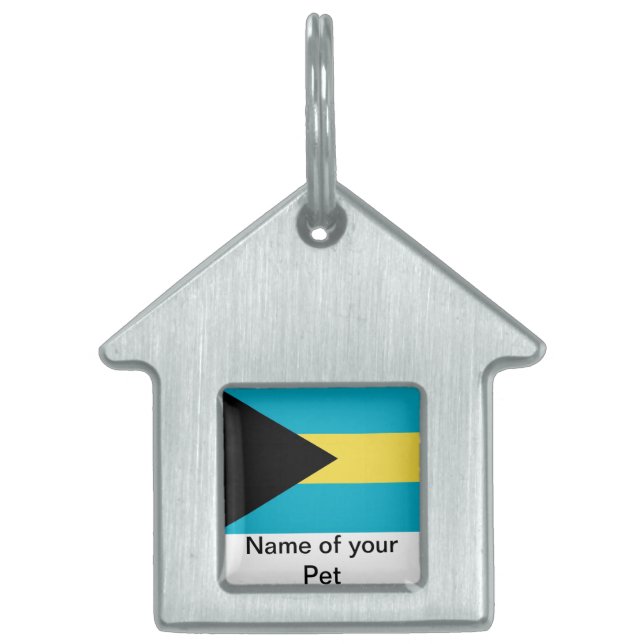 Placa Para Mascotas Etiqueta de mascota con bandera de Bahamas (Frente)