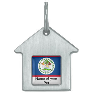 Placa Para Mascotas Etiqueta de mascota con bandera de Belice