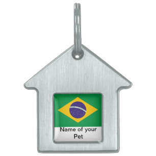 Placa Para Mascotas Etiqueta de mascota con bandera de Brasil