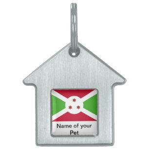 Placa Para Mascotas Etiqueta de mascota con bandera de Burundi