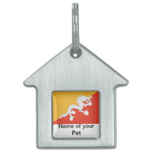 Placa Para Mascotas Etiqueta de mascota con bandera de Bután