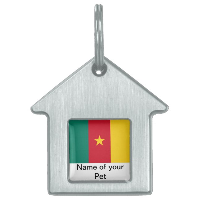 Placa Para Mascotas Etiqueta de mascota con bandera de Camerún (Frente)