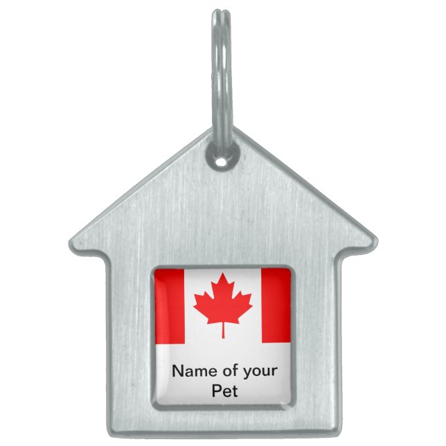 Placa Para Mascotas Etiqueta de mascota con bandera de Canadá (Frente)