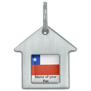 Placa Para Mascotas Etiqueta de mascota con bandera de Chile