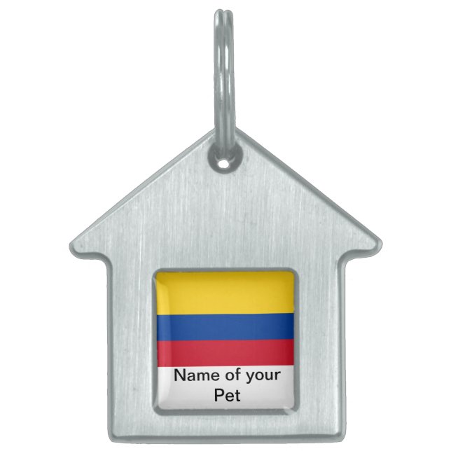 Placa Para Mascotas Etiqueta de mascota con bandera de Colombia (Frente)