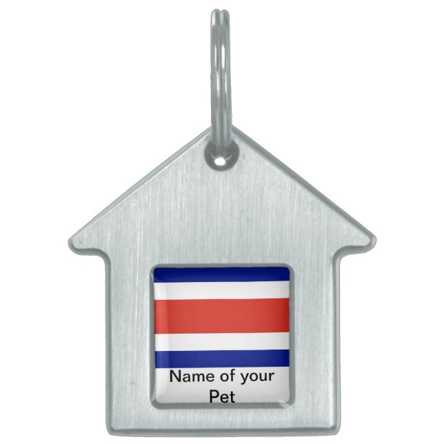 Placa Para Mascotas Etiqueta de mascota con bandera de Costa Rica (Frente)