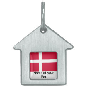 Placa Para Mascotas Etiqueta de mascota con bandera de Dinamarca
