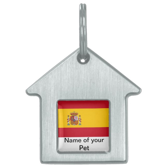 Placa Para Mascotas Etiqueta de mascota con bandera de España (Frente)