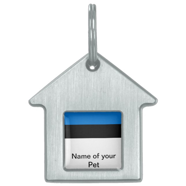 Placa Para Mascotas Etiqueta de mascota con bandera de Estonia (Frente)