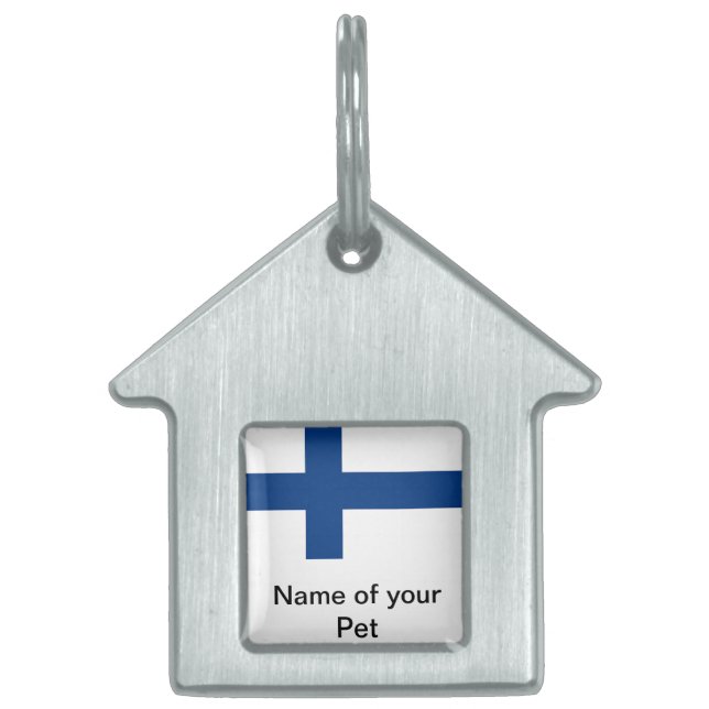 Placa Para Mascotas Etiqueta de mascota con bandera de Finlandia (Frente)