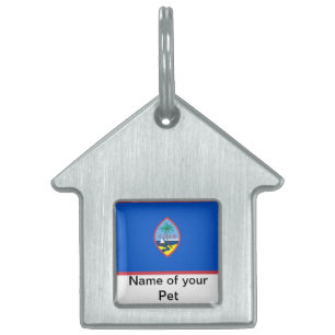 Placa Para Mascotas Etiqueta de mascota con bandera de Guam