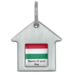 Placa Para Mascotas Etiqueta de mascota con bandera de Hungría