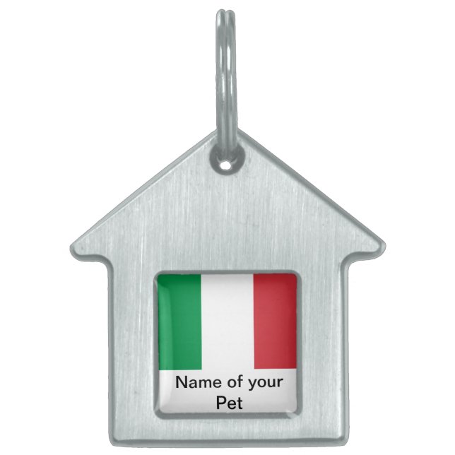 Placa Para Mascotas Etiqueta de mascota con bandera de Italia (Frente)