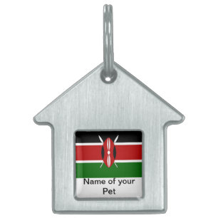 Placa Para Mascotas Etiqueta de mascota con bandera de Kenia