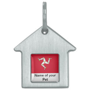 Placa Para Mascotas Etiqueta de mascota con bandera de la Isla de Man