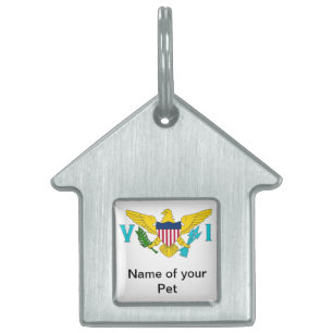 Placa Para Mascotas Etiqueta de mascota con bandera de las Islas Vírge