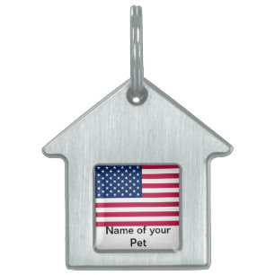 Placa Para Mascotas Etiqueta de mascota con bandera de los Estados Uni