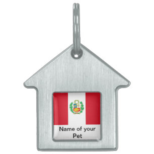 Placa Para Mascotas Etiqueta de mascota con bandera de Perú