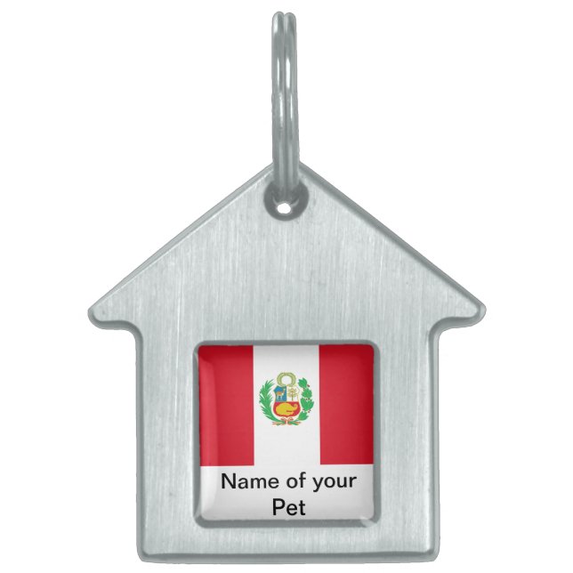 Placa Para Mascotas Etiqueta de mascota con bandera de Perú (Frente)