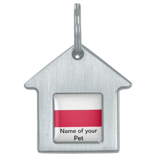 Placa Para Mascotas Etiqueta de mascota con bandera de Polonia (Frente)