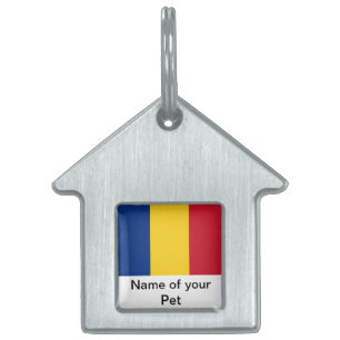 Placa Para Mascotas Etiqueta de mascota con bandera de Rumania