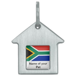 Placa Para Mascotas Etiqueta de mascota con bandera de Sudáfrica