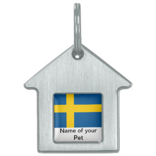 Placa Para Mascotas Etiqueta de mascota con bandera de Suecia