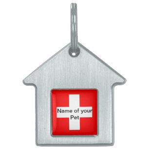 Placa Para Mascotas Etiqueta de mascota con bandera de Suiza