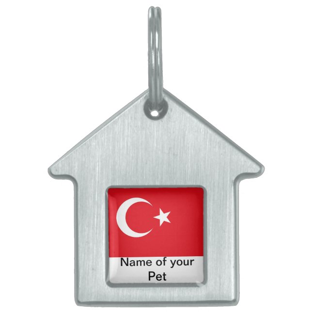 Placa Para Mascotas Etiqueta de mascota con bandera de Turquía (Frente)