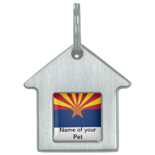 Placa Para Mascotas Etiqueta de mascota con bandera del estado de Ariz