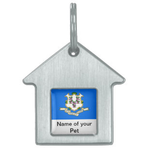 Placa Para Mascotas Etiqueta de mascota con bandera del estado de Conn
